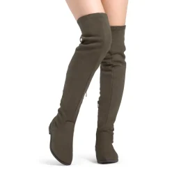 Low Heel Thigh High Boots