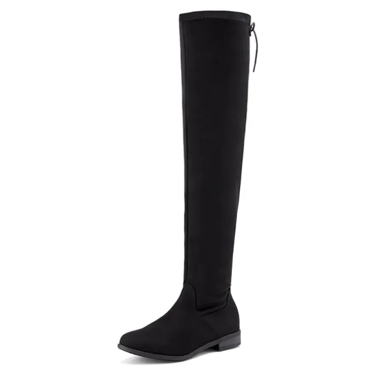 Low Heel Thigh High Boots