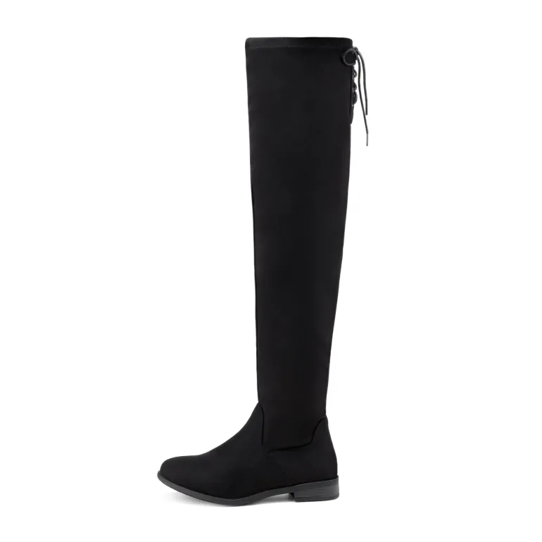 Low Heel Thigh High Boots
