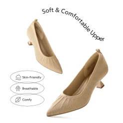 Low Kitten Heel Knit Pumps