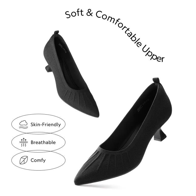 Low Kitten Heel Knit Pumps