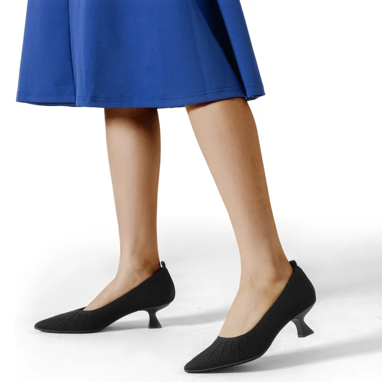 Low Kitten Heel Knit Pumps