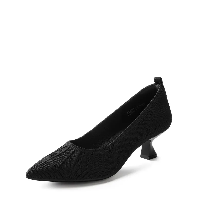 Low Kitten Heel Knit Pumps