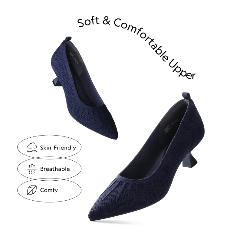 Low Kitten Heel Knit Pumps