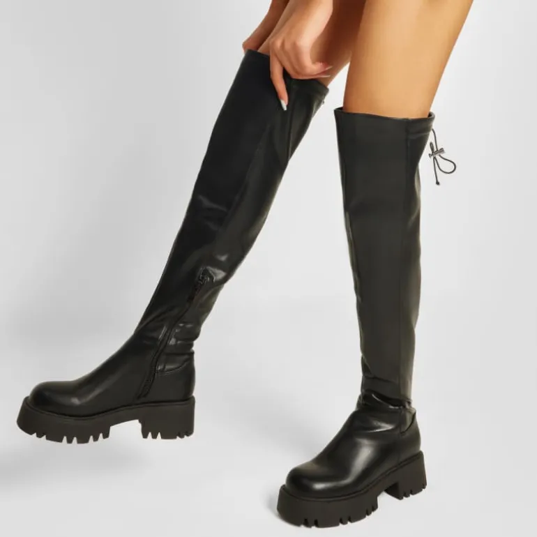 Lug Sole Over The Knee Boots