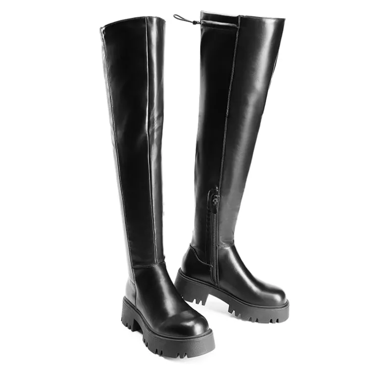 Lug Sole Over The Knee Boots
