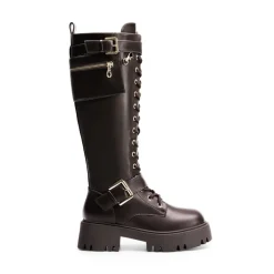 Lug Sole Platform Motorcycle Boots