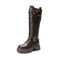 Lug Sole Platform Motorcycle Boots