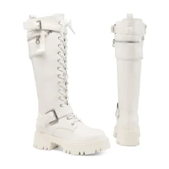 Lug Sole Platform Motorcycle Boots