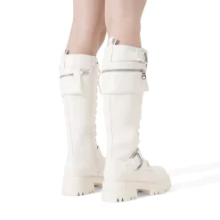 Lug Sole Platform Motorcycle Boots