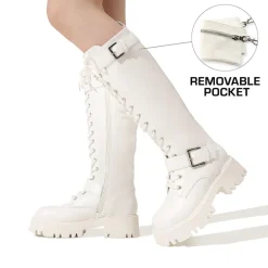 Lug Sole Platform Motorcycle Boots