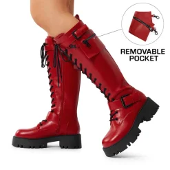 Lug Sole Platform Motorcycle Boots