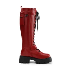 Lug Sole Platform Motorcycle Boots