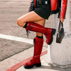 Lug Sole Platform Motorcycle Boots