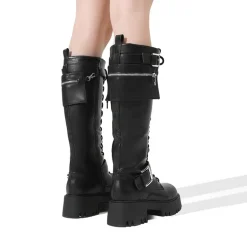 Lug Sole Platform Motorcycle Boots