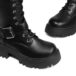 Lug Sole Platform Motorcycle Boots