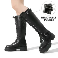 Lug Sole Platform Motorcycle Boots
