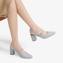 Mary Jane Slingback Chunky Heel Pumps