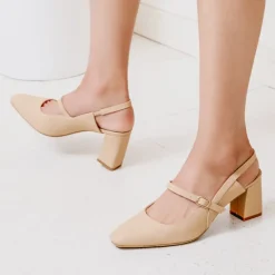 Mary Jane Slingback Chunky Heel Pumps