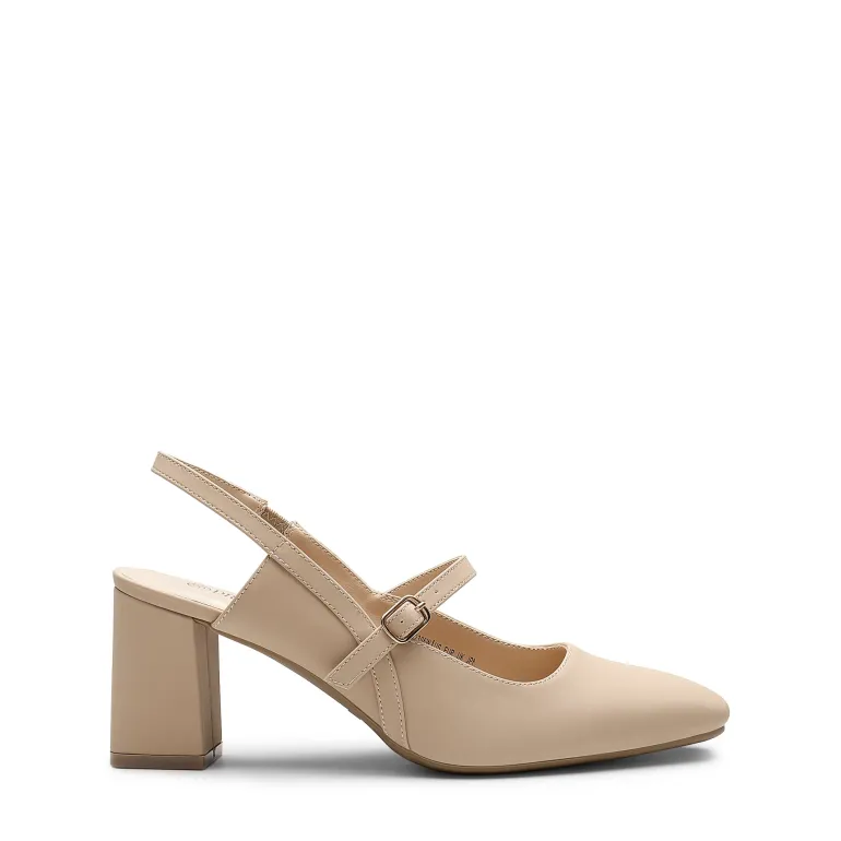 Mary Jane Slingback Chunky Heel Pumps