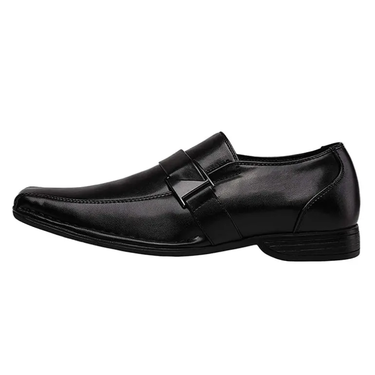 Men's Buckle Strap PU Leather Dress Loafers