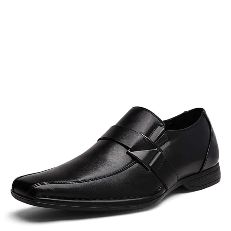 Men's Buckle Strap PU Leather Dress Loafers