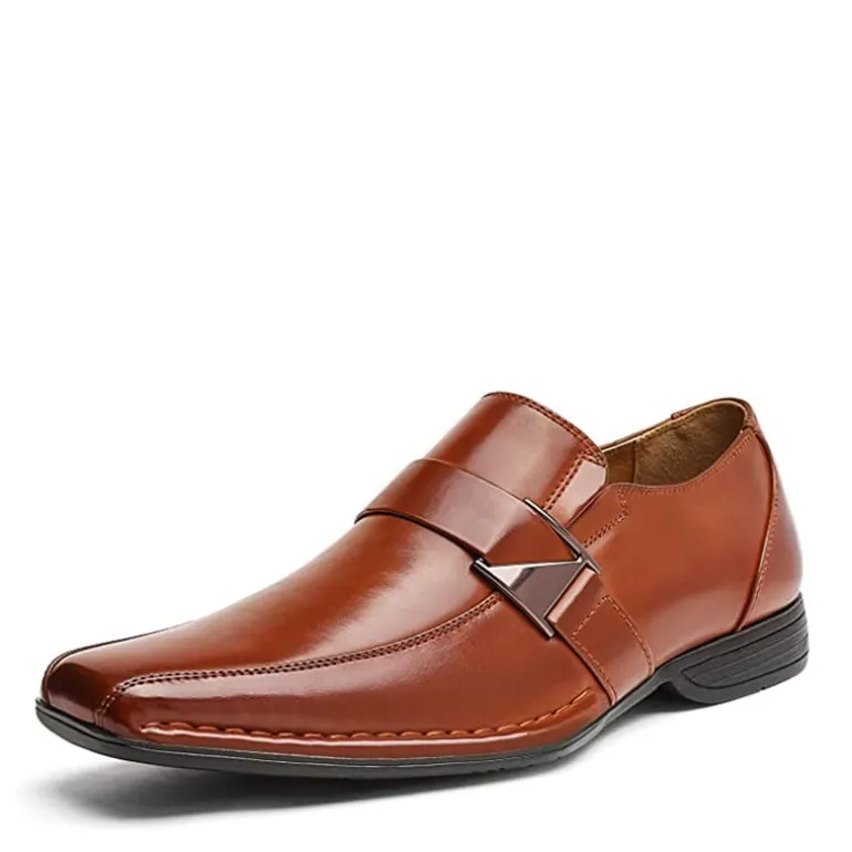Men's Buckle Strap PU Leather Dress Loafers