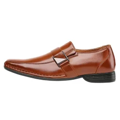 Men's Buckle Strap PU Leather Dress Loafers