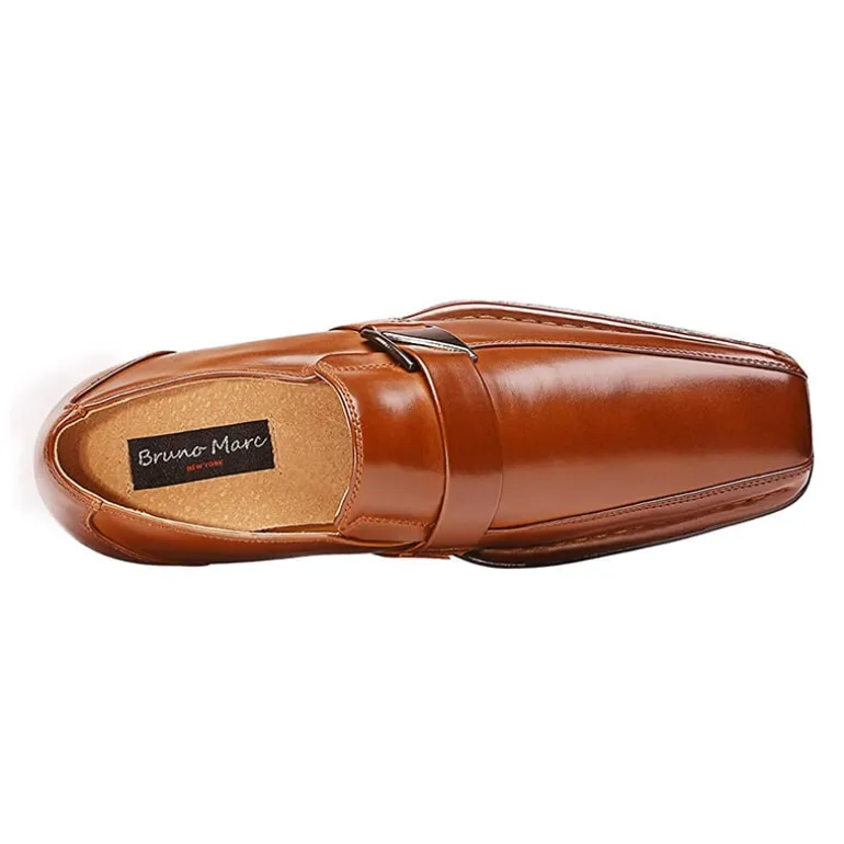 Men's Buckle Strap PU Leather Dress Loafers
