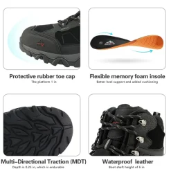 Men's Cap-Toe Suede Waterproof Hiking Boots