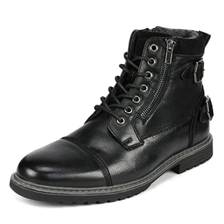 Men's Fur-Lined Combat Dress Boots