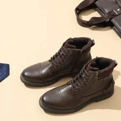 Men's Fur-Lined Combat Dress Boots