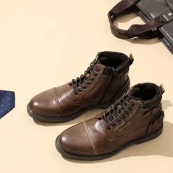 Men's Fur-Lined Combat Dress Boots