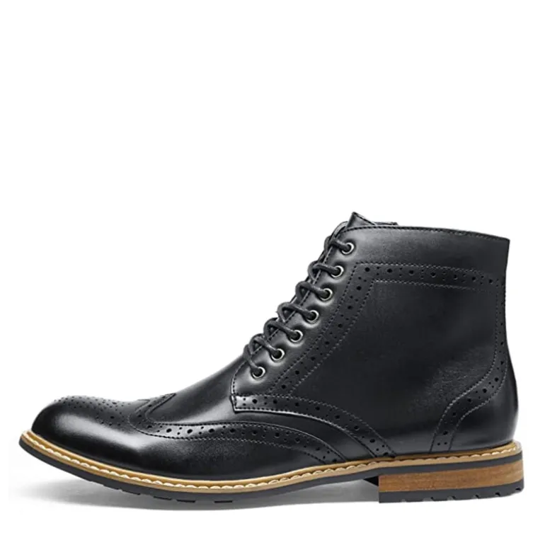 Men's Side Zipper Wingtip Boots