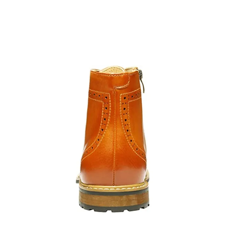 Men's Side Zipper Wingtip Boots