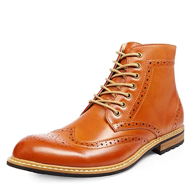 Men's Side Zipper Wingtip Boots