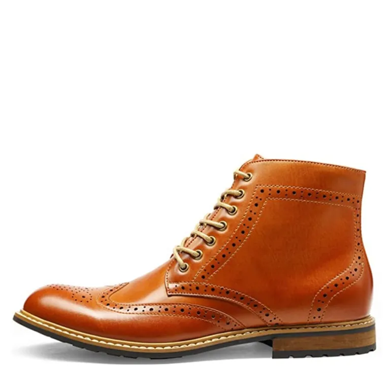 Men's Side Zipper Wingtip Boots