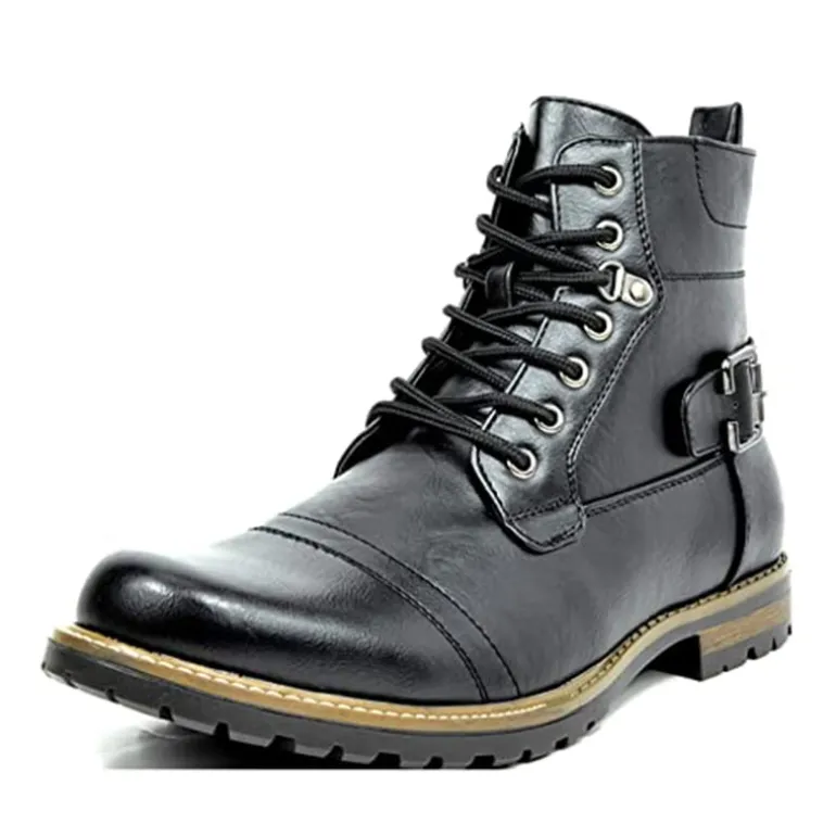 Men's Vegan Leather Motorcyle Combat Boots