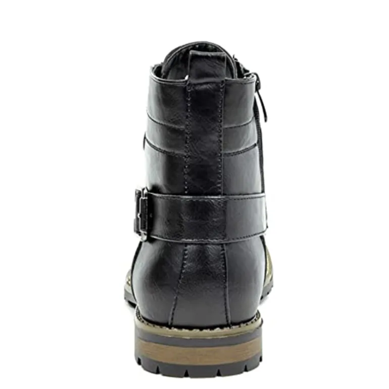 Men's Vegan Leather Motorcyle Combat Boots