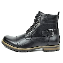 Men's Vegan Leather Motorcyle Combat Boots