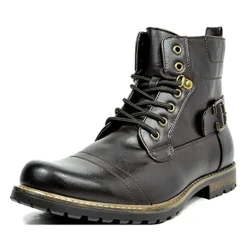 Men's Vegan Leather Motorcyle Combat Boots