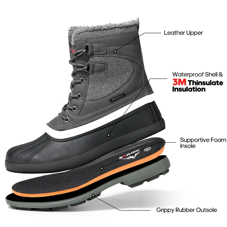 Men's Waterproof Insulated Snow Boots【Wide Fit】