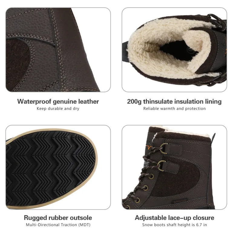 Men's Waterproof Insulated Snow Boots【Wide Fit】