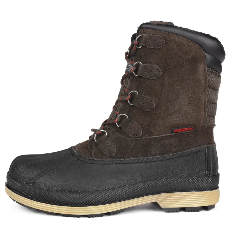 Men's Waterproof Suede Insulated Snow Boots
