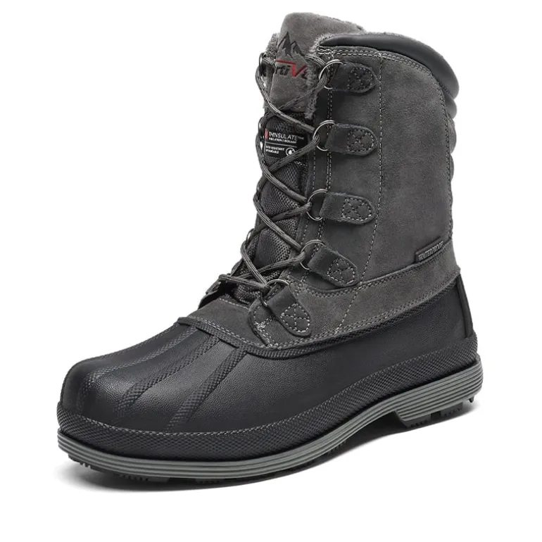 Men's Waterproof Suede Insulated Snow Boots
