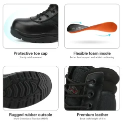 Men's Wide Width Leather Tactical Work Boots