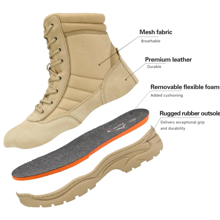Men's Wide Width Leather Tactical Work Boots