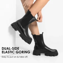 Mid Calf Chunky Chelsea Boots
