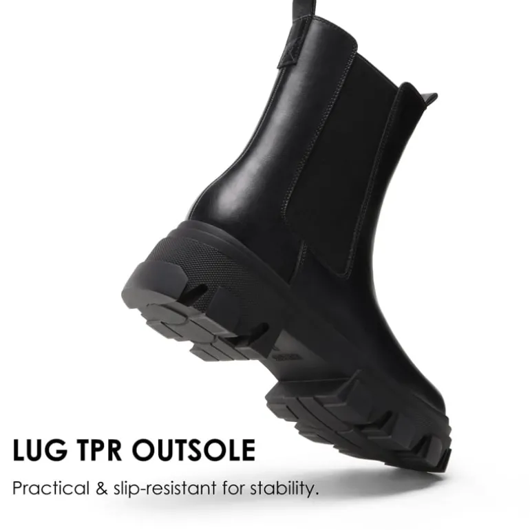 Mid Calf Chunky Chelsea Boots