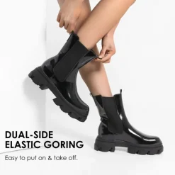 Mid Calf Chunky Chelsea Boots